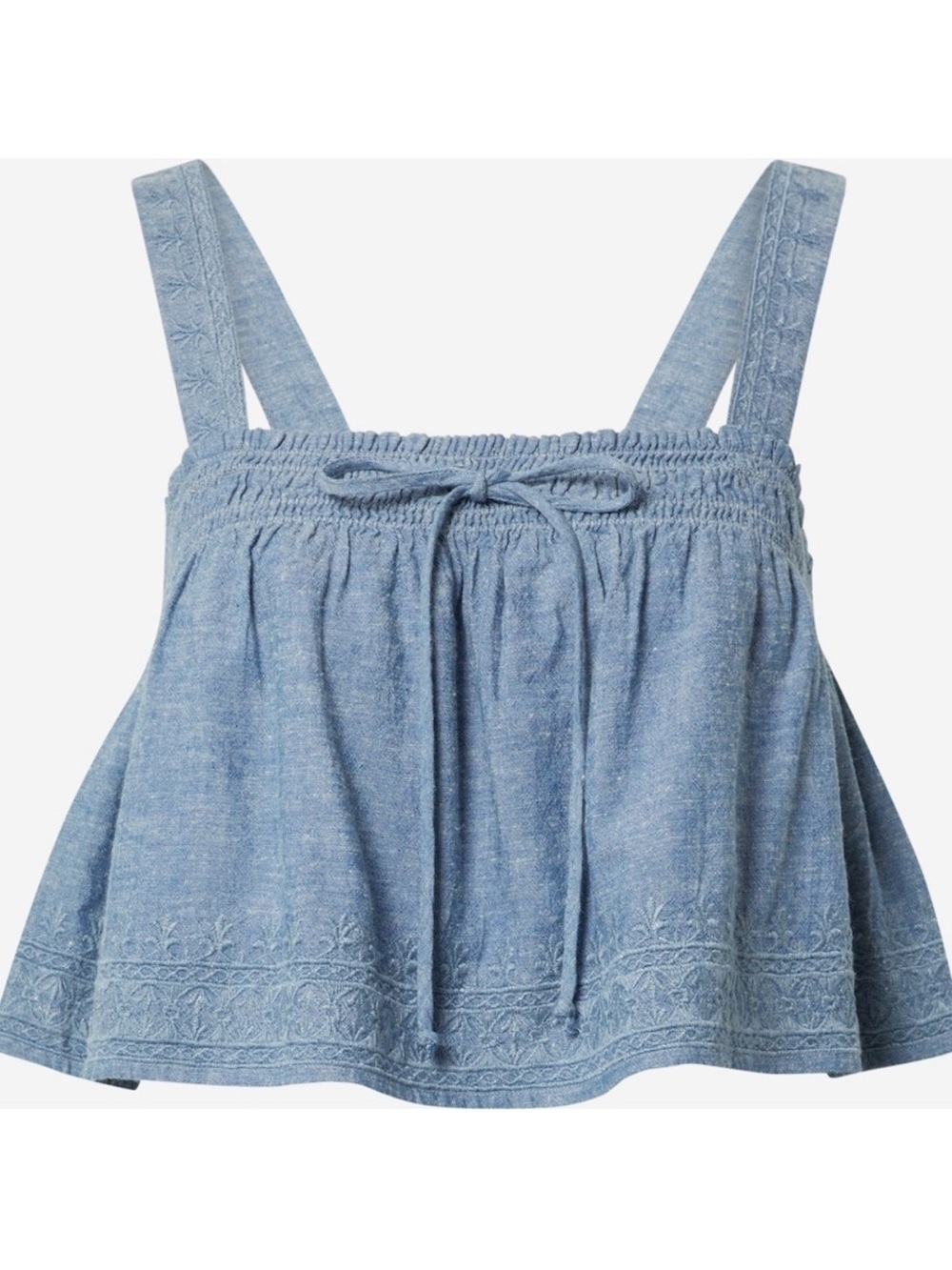 American Eagle Blue Chambray Swing Cami Sleeveless Embroidered Top Size M NWT